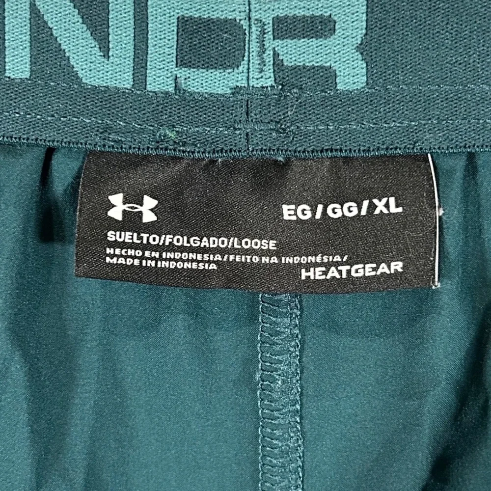 Under Armour HeatGear Mens XL Teal Green Graphic Loose Fit Athletic Shorts